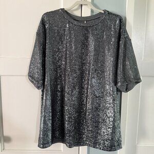Free People Sequin Tee, oversized size L